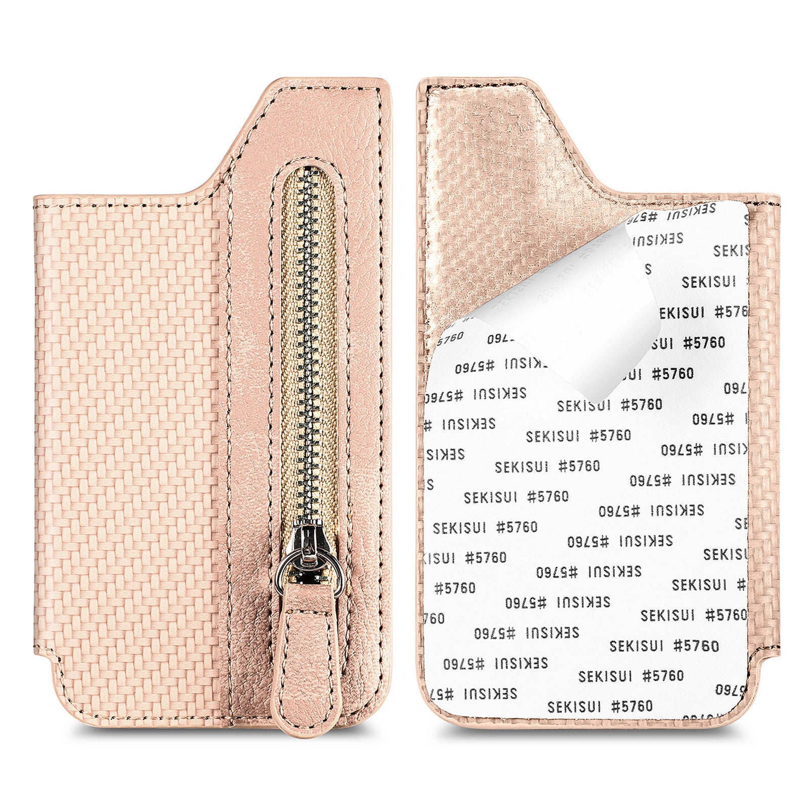Adhesive Zipper Magnetic Snap Card Holder