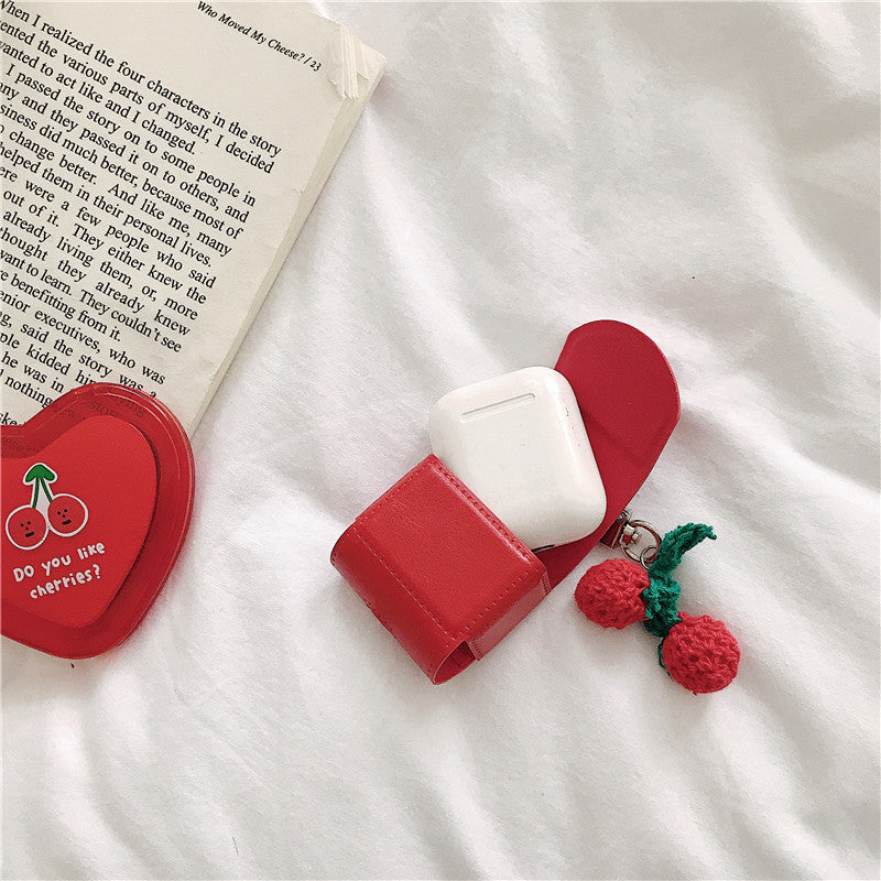 Cherry Leather Protective Case For Earphones