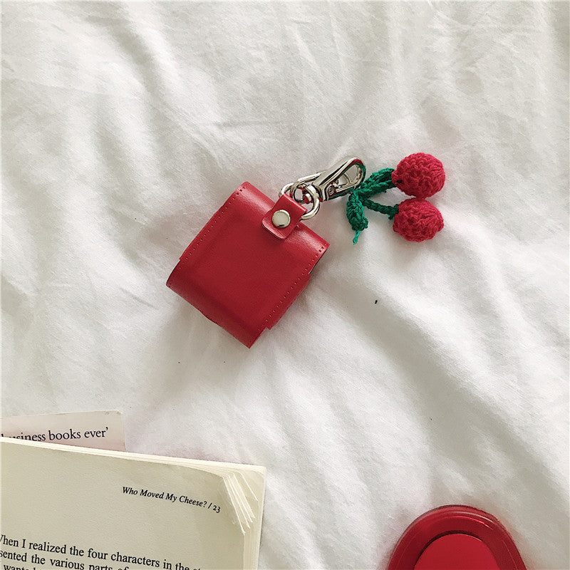 Cherry Leather Protective Case For Earphones
