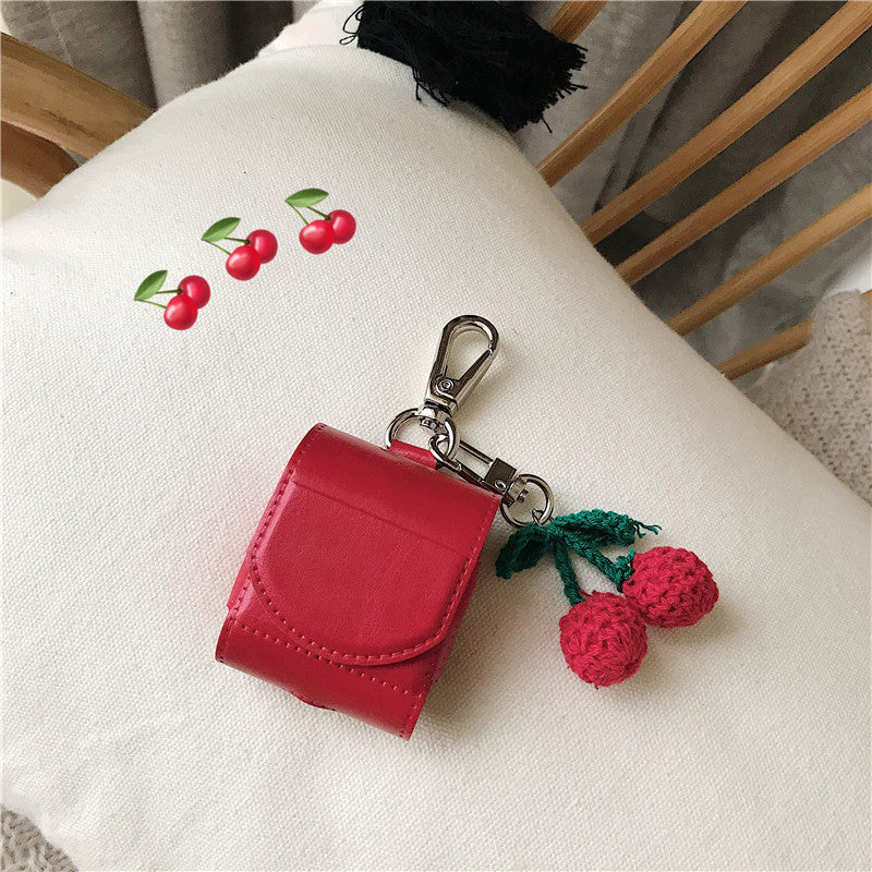 Cherry Leather Protective Case For Earphones