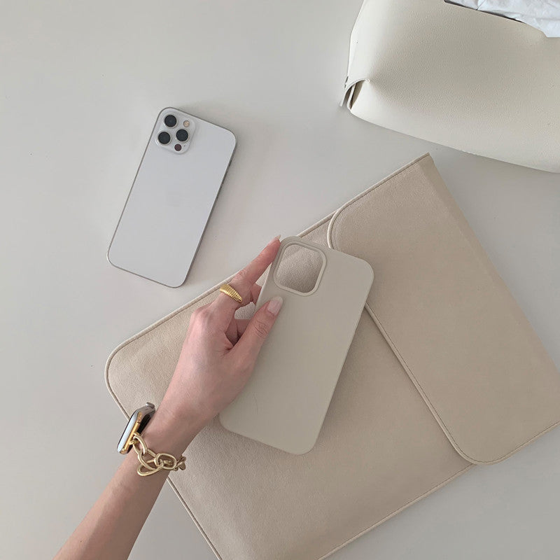 White Cream Suede Laptop Sleeve Case
