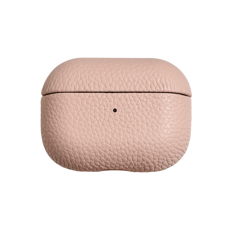 Portable Leather Litchi Pattern Earbuds Case