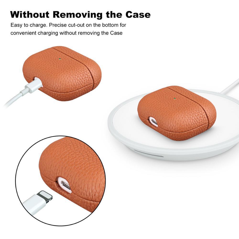 Portable Leather Litchi Pattern Earbuds Case