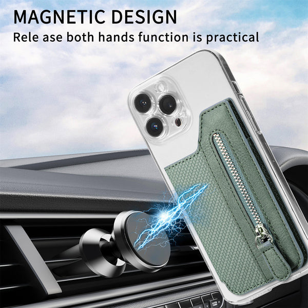 Adhesive Zipper Magnetic Snap Card Holder