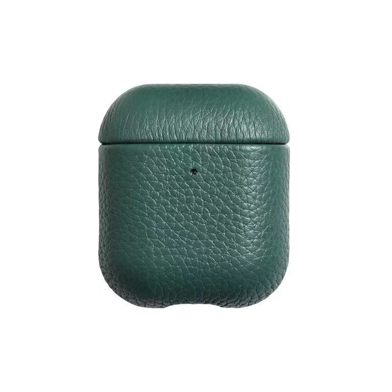 Portable Leather Litchi Pattern Earbuds Case
