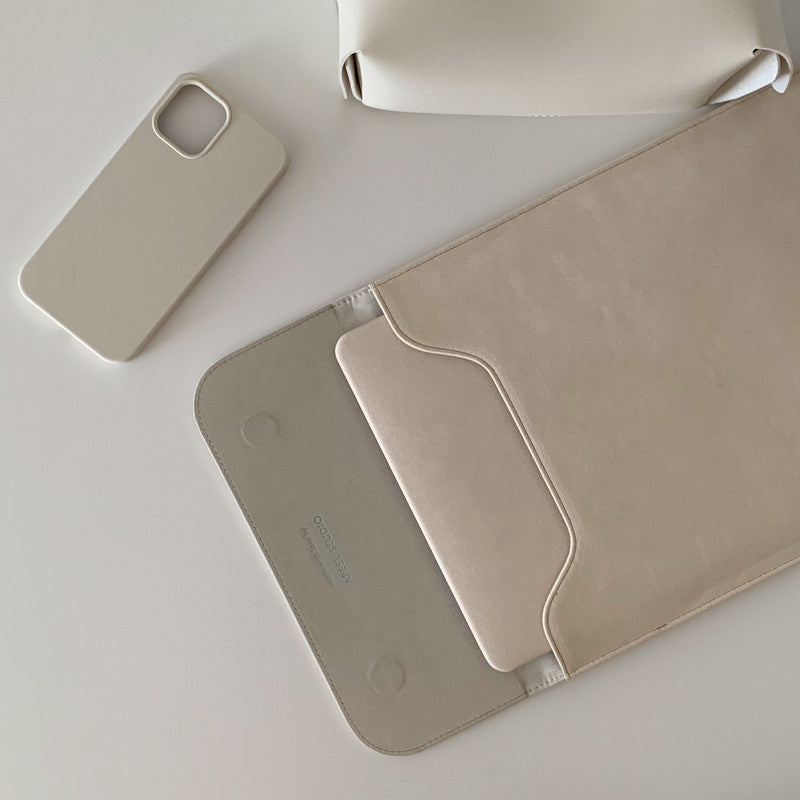 White Cream Suede Laptop Sleeve Case