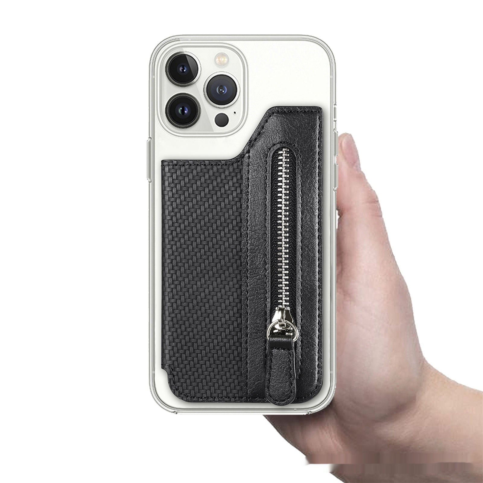 Adhesive Zipper Magnetic Snap Card Holder