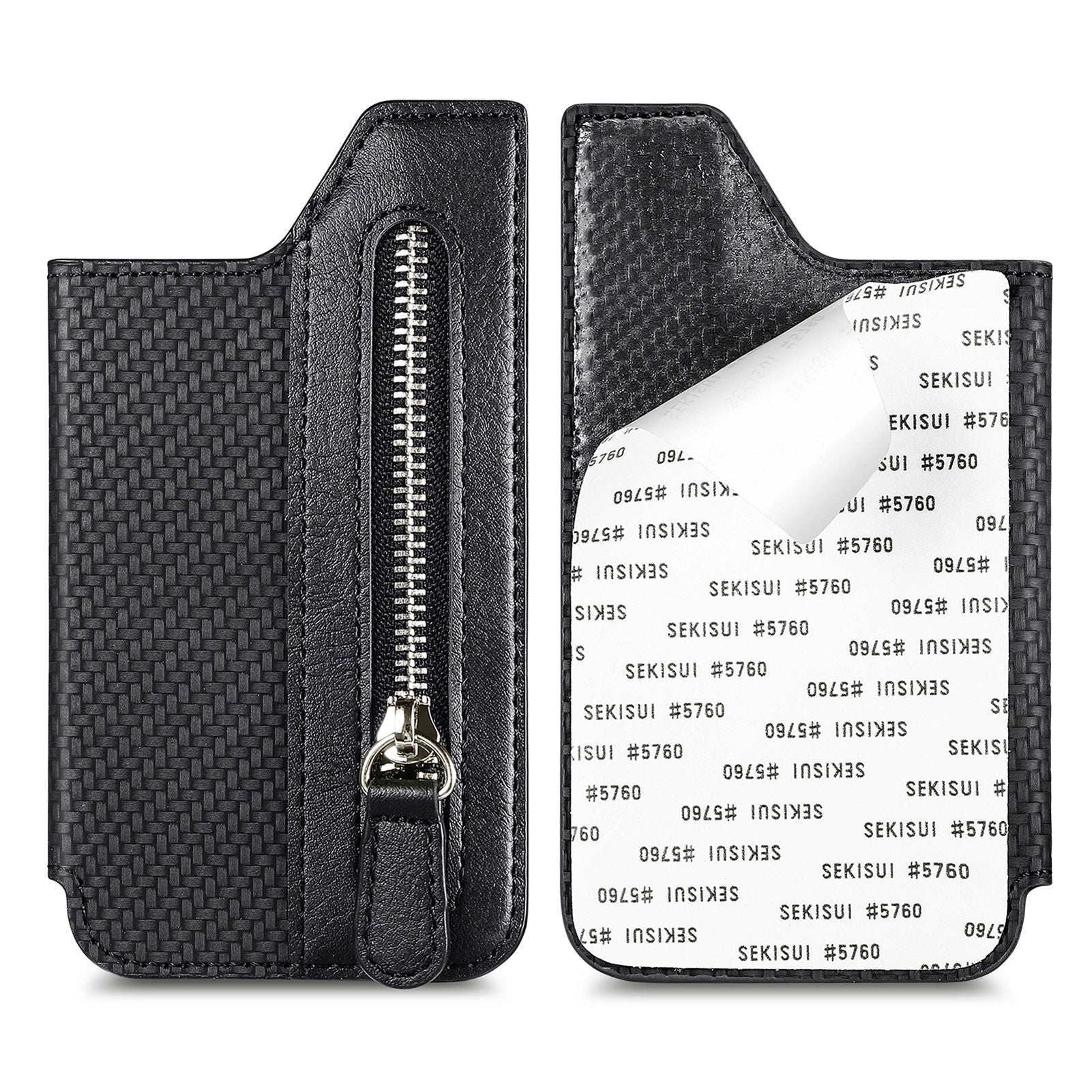 Adhesive Zipper Magnetic Snap Card Holder