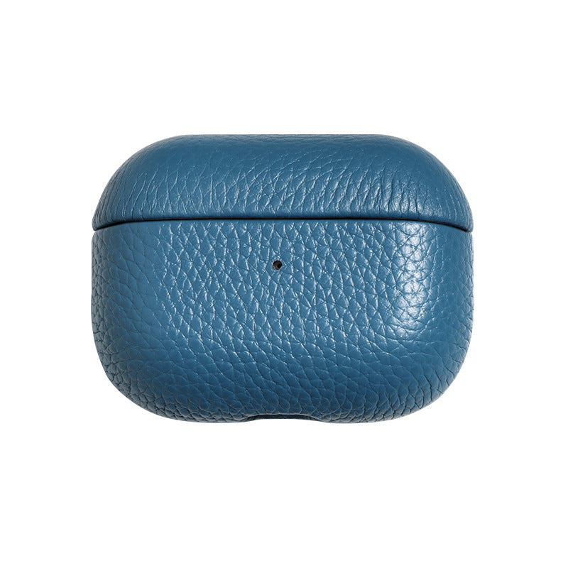 Portable Leather Litchi Pattern Earbuds Case
