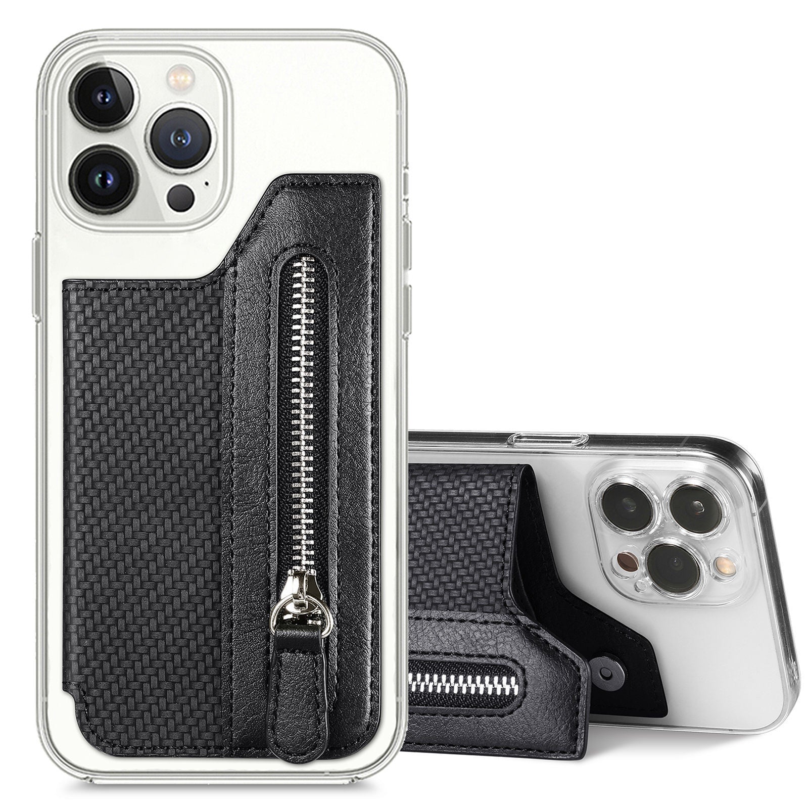 Adhesive Zipper Magnetic Snap Card Holder