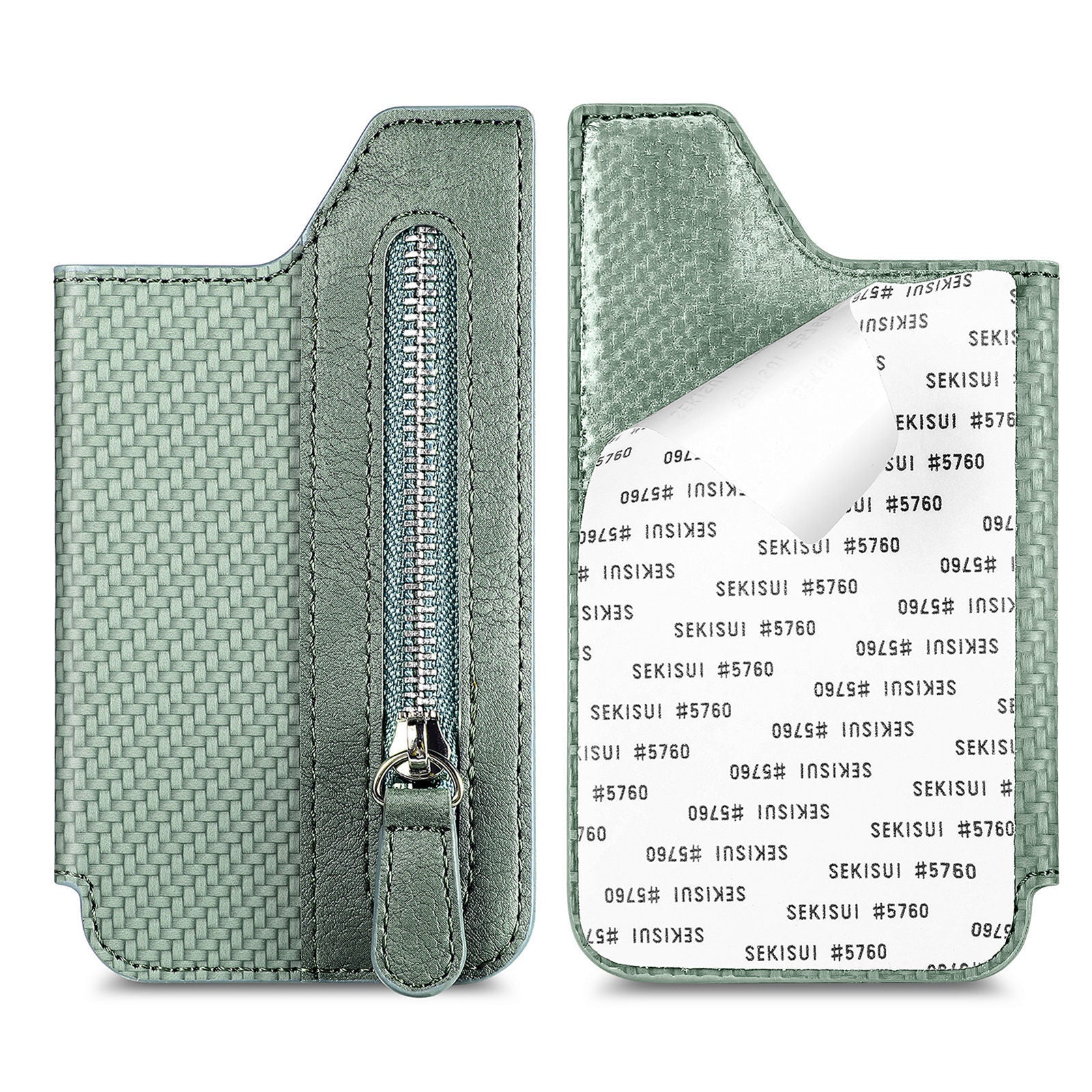 Adhesive Zipper Magnetic Snap Card Holder
