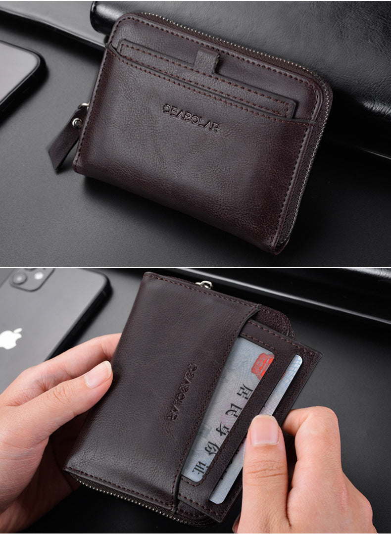 PU Waterproof Retro Multi-Card Clip Wallet