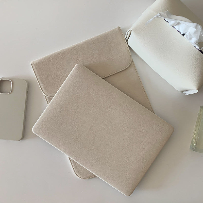 White Cream Suede Laptop Sleeve Case