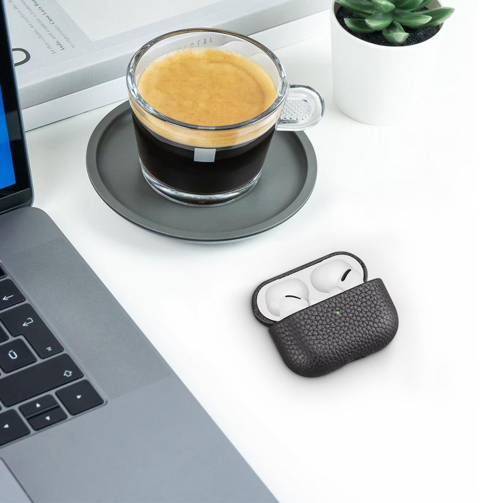 Portable Leather Litchi Pattern Earbuds Case