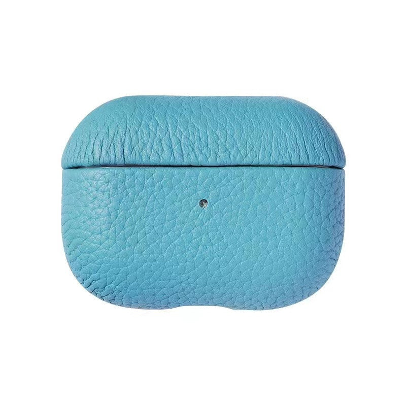 Portable Leather Litchi Pattern Earbuds Case