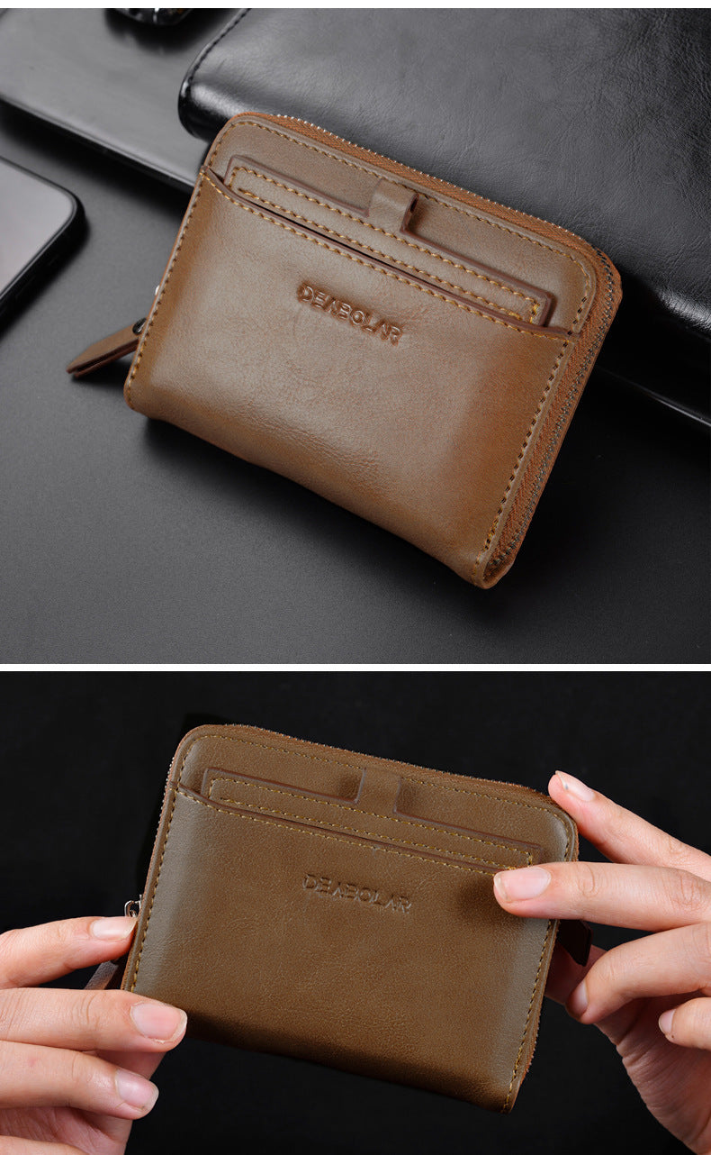 PU Waterproof Retro Multi-Card Clip Wallet